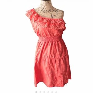 One shoulder coral dress
